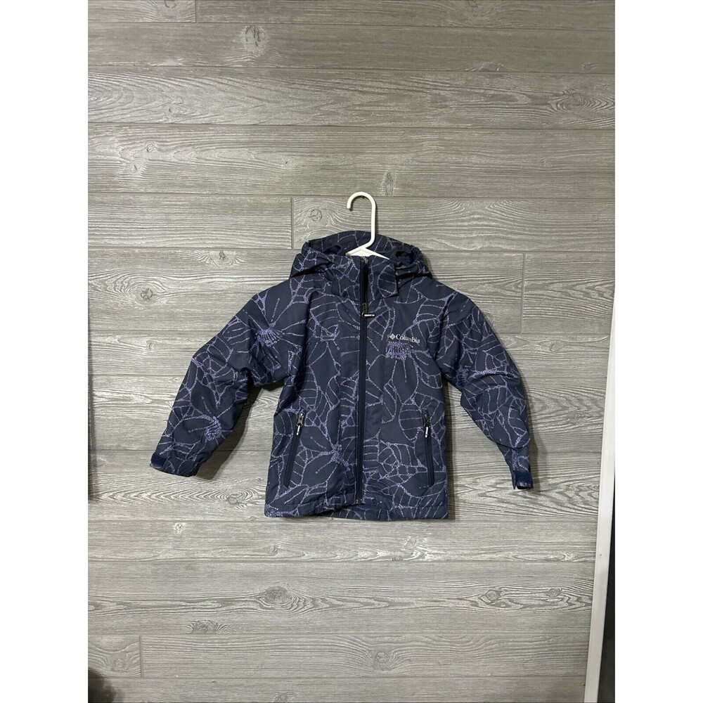 Columbia OMNI-TECH Girls Size XXS 4/5 Dove Blue Windbreaker Hood Zippef Jacket